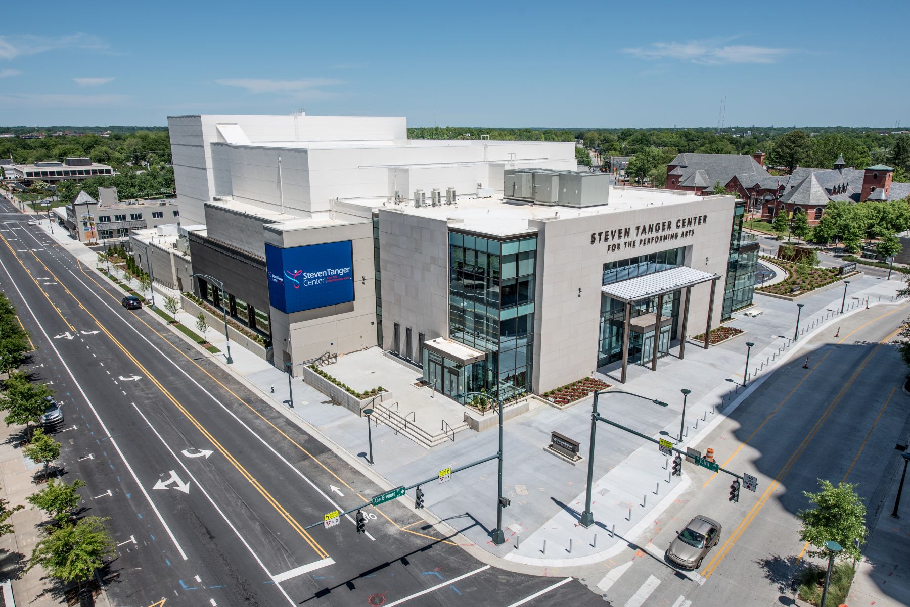 Steven Tanger Center aerial view within the Greensboro Arts District